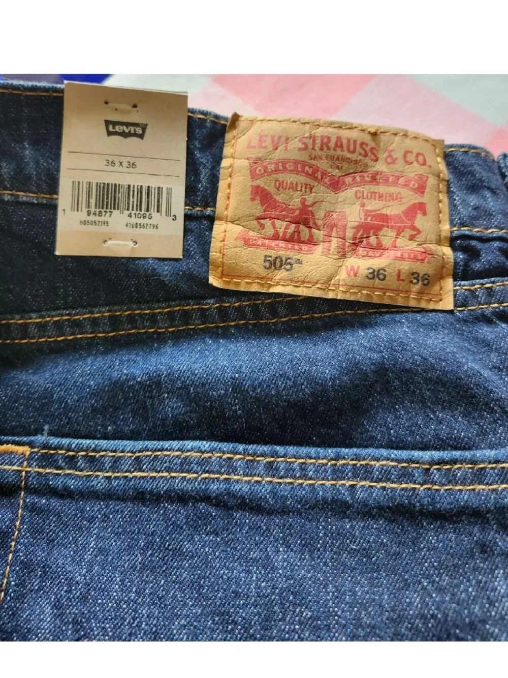 NWT Levi's Mens 505 Regular Fit Jeans Straight Leg Dark Wash 36x36